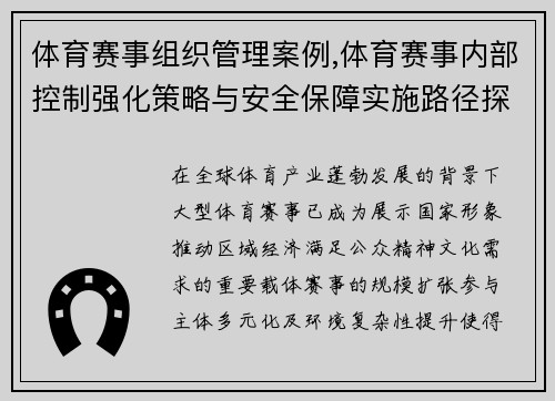 体育赛事组织管理案例,体育赛事内部控制强化策略与安全保障实施路径探索